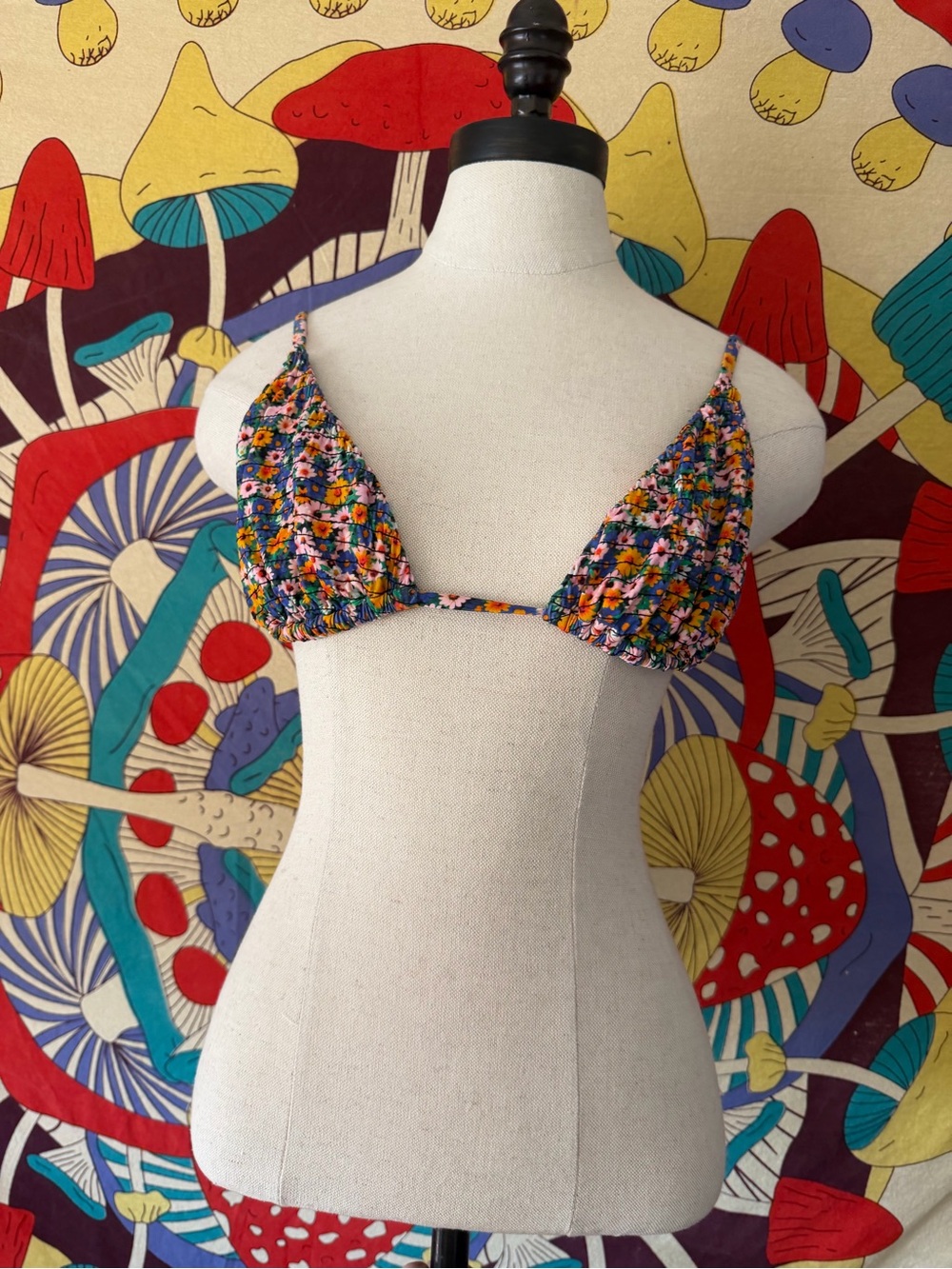 Floral Multi-Color Triangle Bikini Top